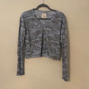 Blue Camo Long Sleeve Crop
